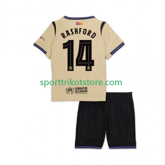 FC Barcelona Kinderset Auswärts trikot 2025-2026 Kurzarm Marcus Rashford 14 UCL