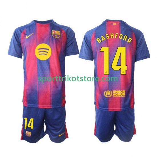 FC Barcelona Kinderset Heim trikot 2025-2026 Kurzarm Marcus Rashford 14