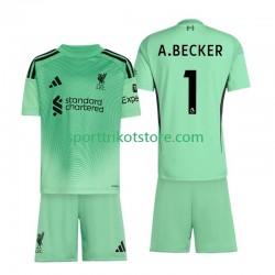 Liverpool Kinderset Heim trikot 2025-2026 Kurzarm Torwart Alisson Becker 1