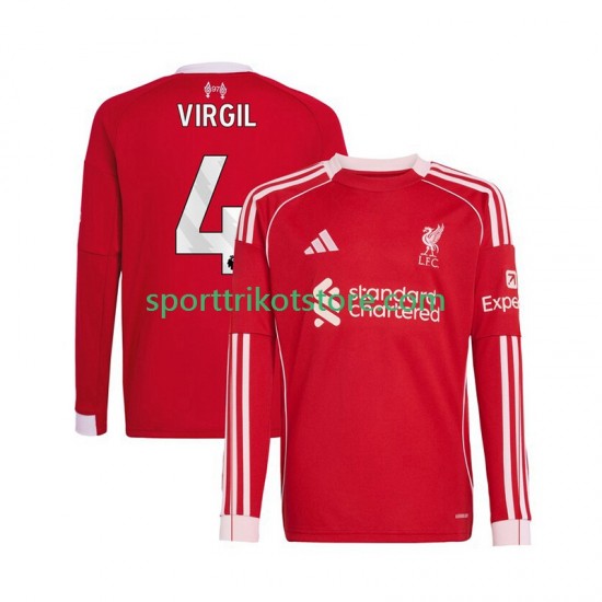 Liverpool Herren Heim trikot 2025-2026 Langarm Virgil van Dijk 4