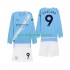 Manchester City Kinderset Heim trikot 2025-2026 Langarm Erling Haaland 9