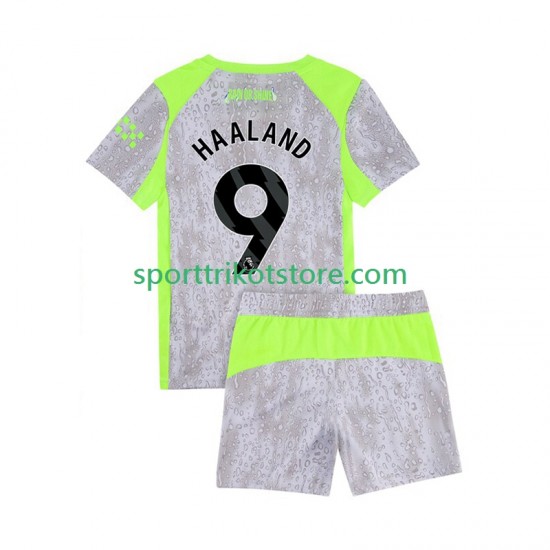 Manchester City Herren Kinderset Ausweich trikot 2025-2026 Kurzarm Erling Haaland 9