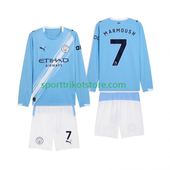 Manchester City Kinderset Heim trikot 2025-2026 Langarm Omar Marmoush 7