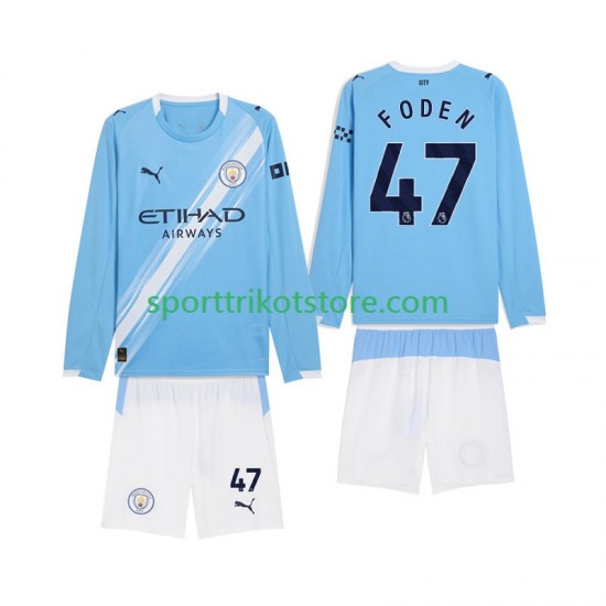 Manchester City Kinderset Heim trikot 2025-2026 Langarm Phil Foden 47