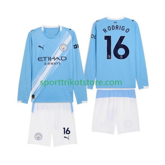 Manchester City Kinderset Heim trikot 2025-2026 Langarm Rodrigo Hernandez 16