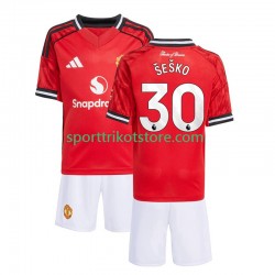 Manchester United Kinderset Heim trikot 2025-2026 Kurzarm Benjamin Sesko 30