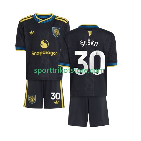 Manchester United Kinderset Ausweich trikot 2025-2026 Kurzarm Benjamin Sesko 30