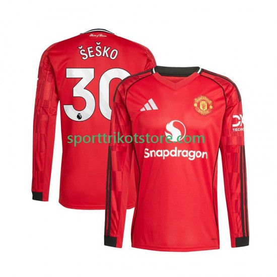 Manchester United Herren Heim trikot 2025-2026 Langarm Benjamin Sesko 30