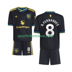 Manchester United Kinderset Ausweich trikot 2025-2026 Kurzarm Bruno Fernandes 8