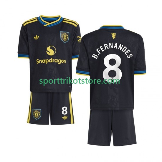 Manchester United Kinderset Ausweich trikot 2025-2026 Kurzarm Bruno Fernandes 8