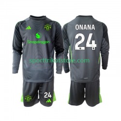 Manchester United Kinderset Auswärts trikot 2025-2026 Langarm Torwart Andre Onana 24