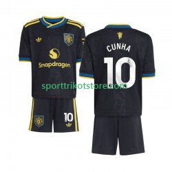 Manchester United Kinderset Ausweich trikot 2025-2026 Kurzarm Matheus Cunha 10