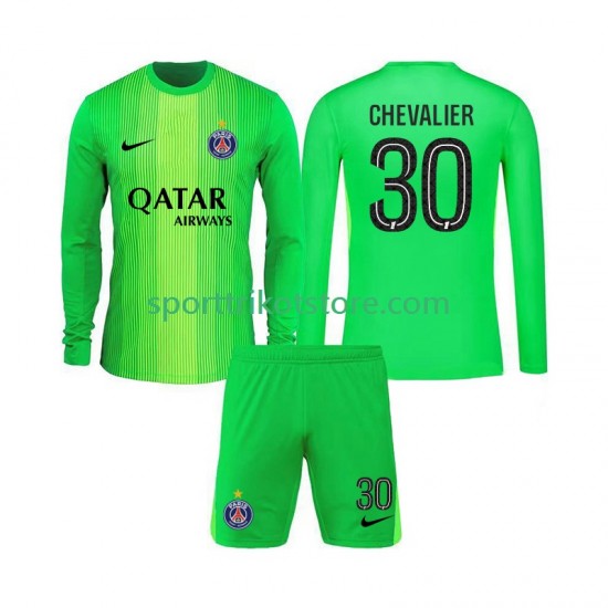 Paris Saint-Germain Kinderset Auswärts trikot 2025-2026 Langarm Torwart Lucas Chevalier 30
