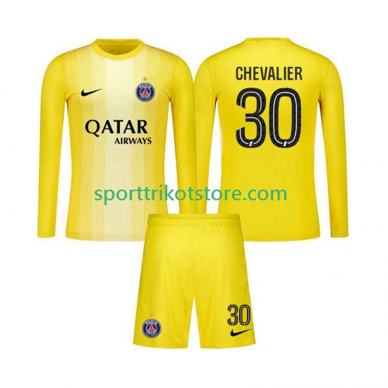 Paris Saint-Germain Kinderset Ausweich trikot 2025-2026 Langarm Torwart Lucas Chevalier 30