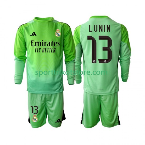 Real Madrid Kinderset Auswärts trikot 2025-2026 Langarm Torwart Andriy Lunin 13