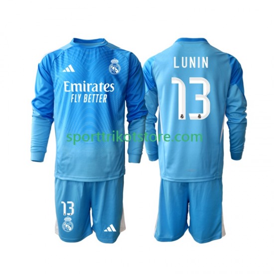 Real Madrid Kinderset Heim trikot 2025-2026 Langarm Torwart Andriy Lunin 13