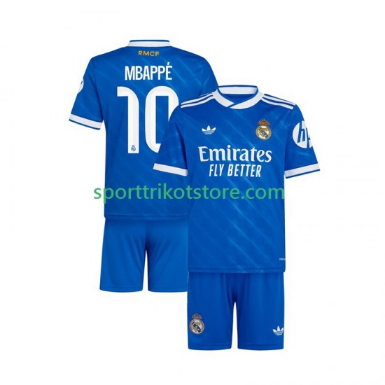 Real Madrid Kinderset Ausweich trikot 2025-2026 Kurzarm Kylian Mbappe 10