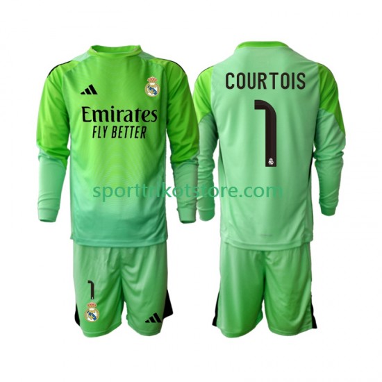 Real Madrid Kinderset Auswärts trikot 2025-2026 Langarm Thibaut Courtois 1