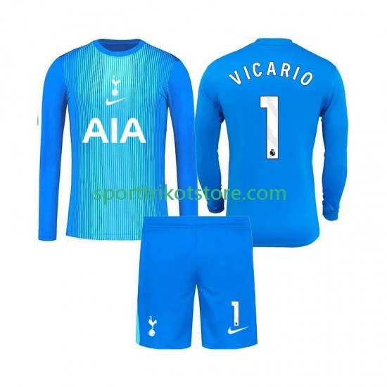 Tottenham Hotspur Kinderset Auswärts trikot 2025-2026 Langarm Torwart Guglielmo Vicario 1