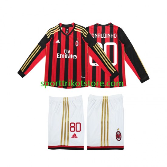 Retro AC Mailand Kinderset Heim trikot Langarm RONALDINHO 80 2013 2014
