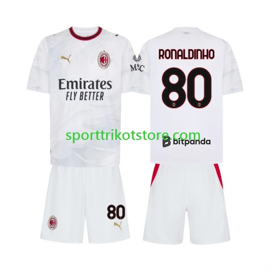 AC Mailand Kinderset Auswärts trikot 2027-2028 Kurzarm Ronaldinho 80