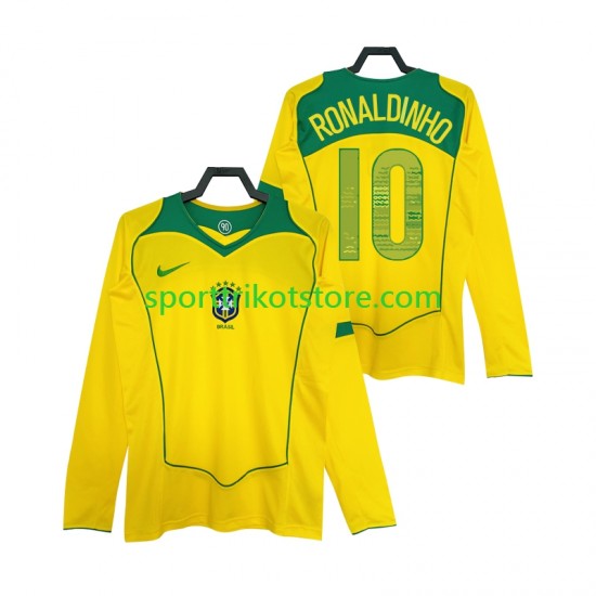 Retro Brasilien Herren Heim trikot 2004 Langarm RONALDINHO 10