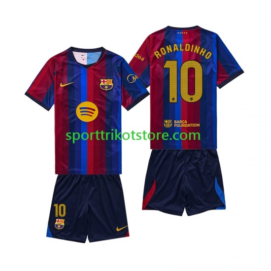 FC Barcelona Kinderset Heim trikot 2027-2028 Kurzarm RONALDINHO 10