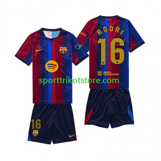 FC Barcelona Kinderset Heim trikot 2027-2028 Kurzarm Rodri 16
