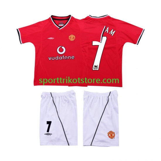 Retro Manchester United Kinderset Heim trikot Kurzarm BECKHAM 7 2000 2002