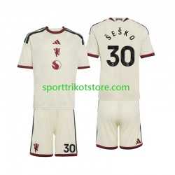 Manchester United Kinderset Ausweich trikot 2027-2028 Kurzarm Benjamin Sesko 30
