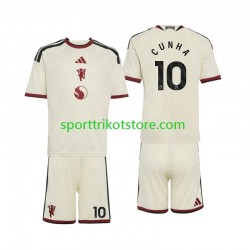Manchester United Kinderset Ausweich trikot 2027-2028 Kurzarm Matheus Cunha 10