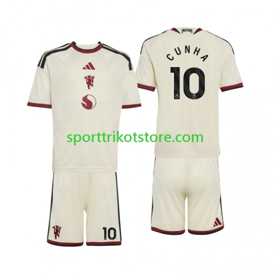 Manchester United Kinderset Ausweich trikot 2027-2028 Kurzarm Matheus Cunha 10