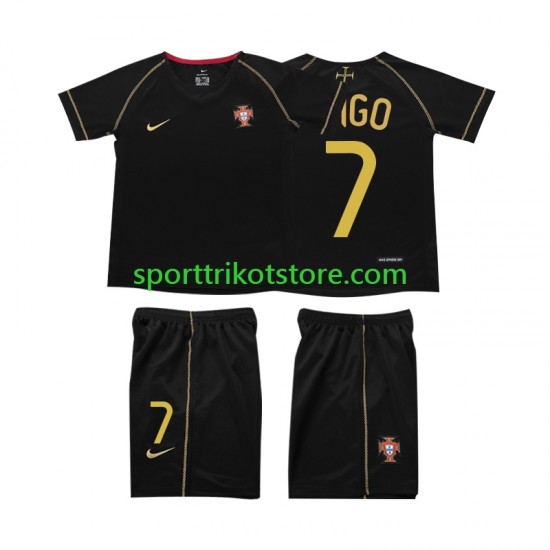 Retro Portugal Kinderset Auswärts trikot 2006 Kurzarm FIGO 7