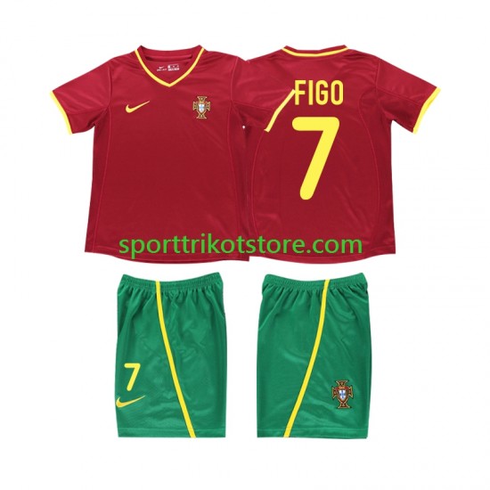 Retro Portugal Kinderset Heim trikot Kurzarm FIGO 7 2002