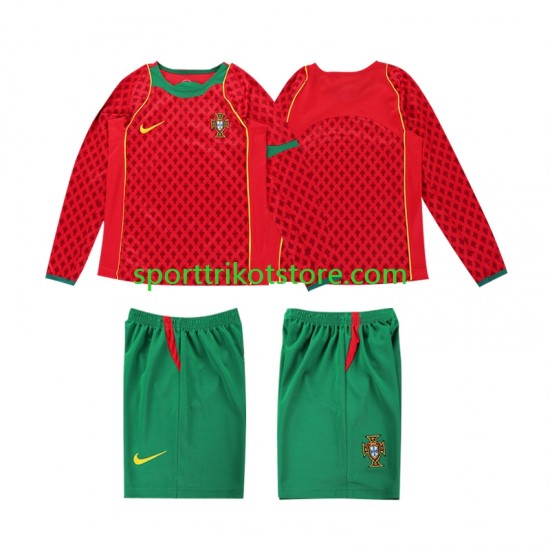 Retro Portugal Kinderset Heim trikot 2004 Langarm
