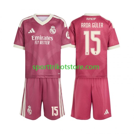 Real Madrid Kinderset Ausweich trikot 2027-2028 Kurzarm Arda Guler 15