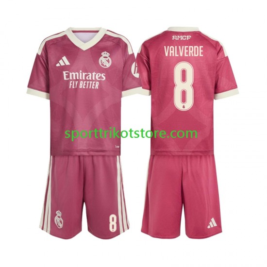 Real Madrid Kinderset Ausweich trikot 2027-2028 Kurzarm Federico Valverde 8