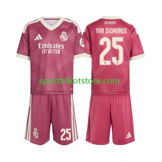 Real Madrid Kinderset Ausweich trikot 2027-2028 Kurzarm Yan Diomande 25