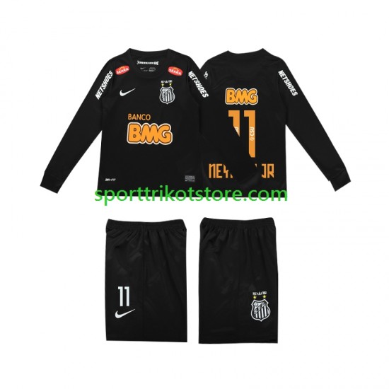 Retro Kinderset Auswärts trikot Langarm Santos NEYMAR JR 11 Classic 2012 2013