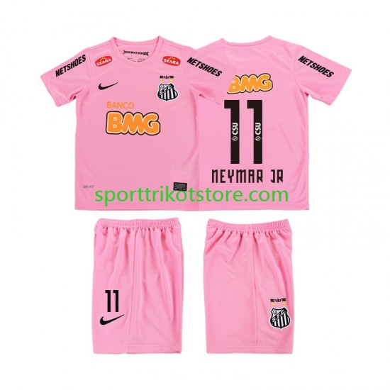 Retro Kinderset Viertes trikot Kurzarm Santos Neymar JR 11 2012 2013