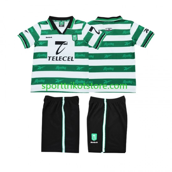Retro Sporting CP Kinderset Heim trikot 1999 Kurzarm 2000