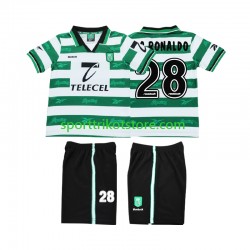 Retro Sporting CP Kinderset Heim trikot 1999 Kurzarm Cristiano Ronaldo 28 2000