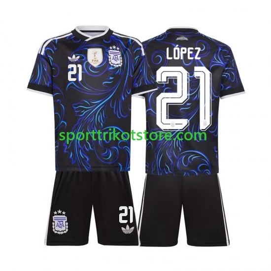 Argentinien Kinderset Auswärts trikot WM 2026 Kurzarm Jose Manuel Lopez 21