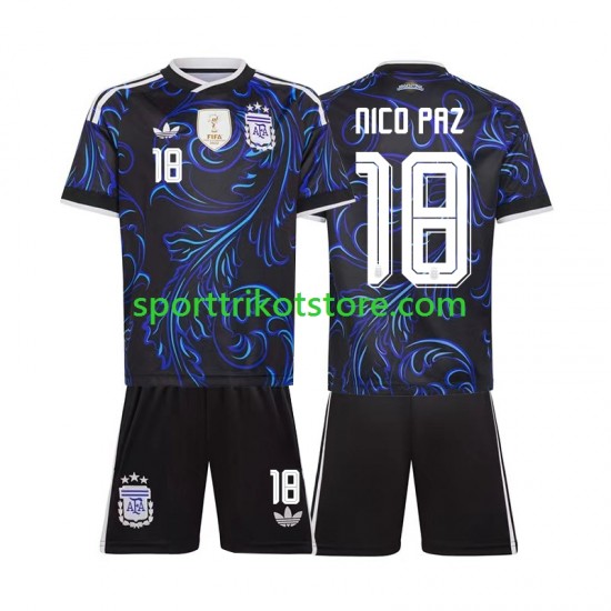 Argentinien Kinderset Auswärts trikot WM 2026 Kurzarm Nico Paz 18