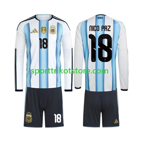 Argentinien Kinderset Heim trikot WM 2026 Langarm Nico Paz 18