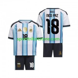 Argentinien Kinderset Heim trikot WM 2026 Kurzarm Nico Paz 18