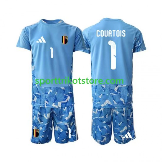 Belgien Kinderset Heim trikot WM 2026 Kurzarm Torwart Thibaut Courtois 1