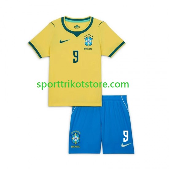 Brasilien Heim trikot WM 2026 Kurzarm Matheus Cunha 9 Chidlren