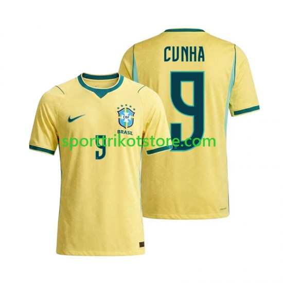 Brasilien Herren Heim trikot WM 2026 Kurzarm Matheus Cunha 9