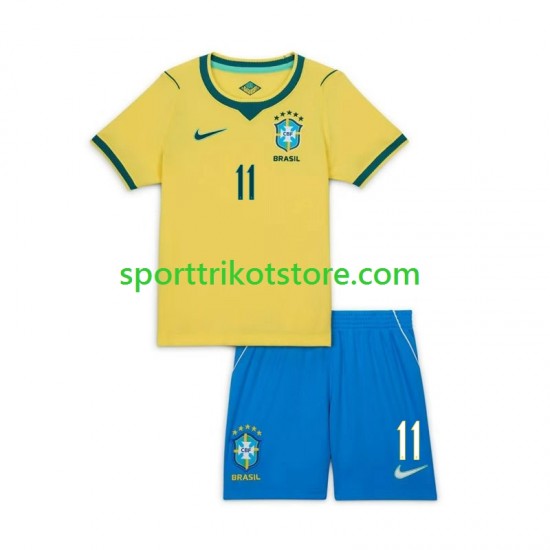 Brasilien Kinderset Heim trikot WM 2026 Kurzarm Raphinha 11